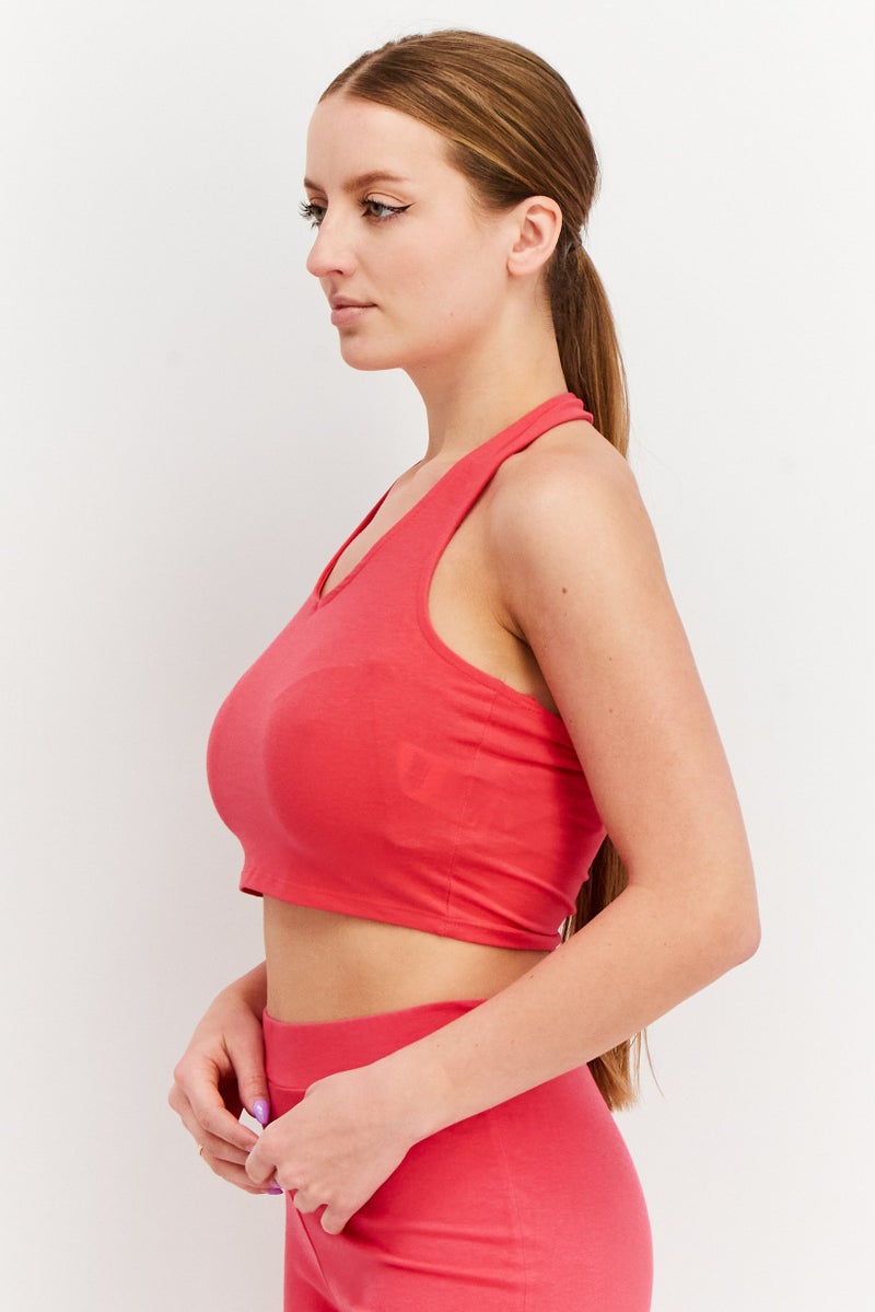 Sinsay Women Halter Neck Sleeveless Solid Top, Pink - Image 2